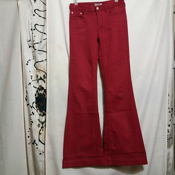 red bell bottoms jeans